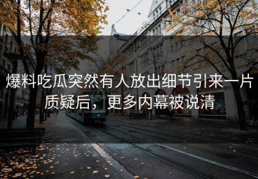 爆料吃瓜突然有人放出细节引来一片质疑后，更多内幕被说清