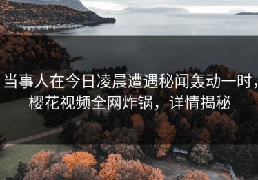 当事人在今日凌晨遭遇秘闻轰动一时，樱花视频全网炸锅，详情揭秘