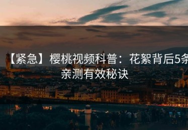 【紧急】樱桃视频科普：花絮背后5条亲测有效秘诀