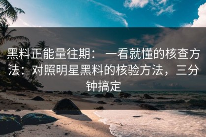 黑料正能量往期： 一看就懂的核查方法：对照明星黑料的核验方法，三分钟搞定