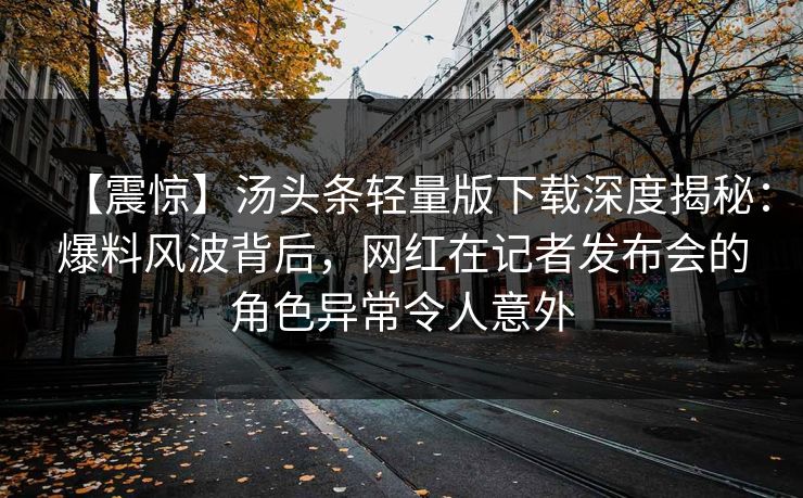 【震惊】汤头条轻量版下载深度揭秘:爆料风波背后,网红在记者发布会的角色异常令人意外 【震惊】汤头条轻量版下载深度揭秘:爆料风波背后,网红在记者发布会的角色异常令人意外