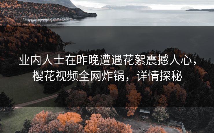 业内人士在昨晚遭遇花絮震撼人心，樱花视频全网炸锅，详情探秘