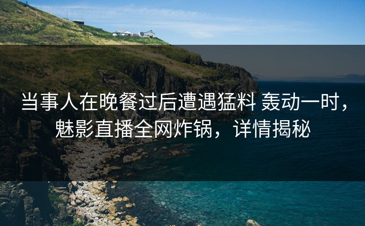 当事人在晚餐过后遭遇猛料 轰动一时,魅影直播全网炸锅,详情揭秘 当事人在晚餐过后遭遇猛料 轰动一时,魅影直播全网炸锅,详情揭秘