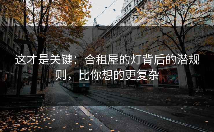 这才是关键：合租屋的灯背后的潜规则，比你想的更复杂